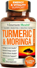 Moringa Turmeric Curcumin Supplement for Joint Health Gut Health Energy &amp Immune Support – Turmeric Curcumin with Black Pepper – Total Wellness Formula with Tumeric Moringa Pure Capsules – 60 Co