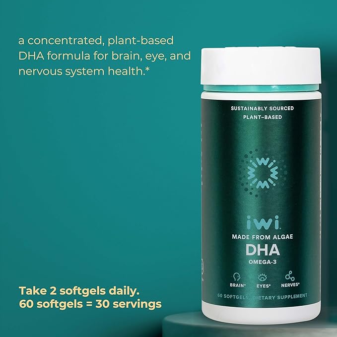Iwi Omega-3 Essential &amp DHA Omega-3 Bundle 30 Servings Vegan Plant-Based Algae Omega 3 Krill &amp Fish Oil Alternative No Fishy Aftertaste
