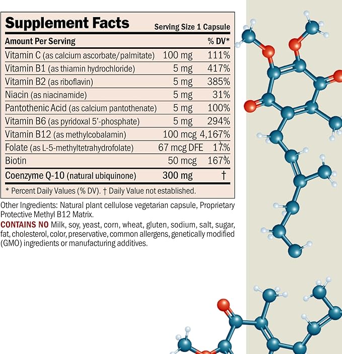 ANDREW LESSMAN Coenzyme Q-10 300 mg 120 Capsules - Essential for Energy Production and Optimum Key Organ Function Anti-Oxidant Support Depleted by Aging Plus B-Complex. Easy to Swallow Capsules