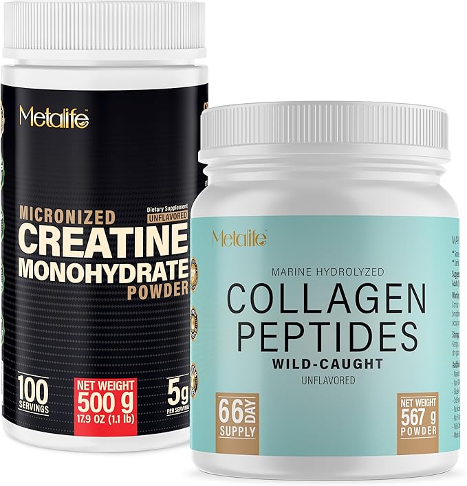 Creatine Monohydrate 500g + Marine Collagen Peptides 20oz Bundle – Muscle Strength Recovery &amp Joint Support – Unflavored Canada-Made Wild-Caught Fish 166 Total Servings