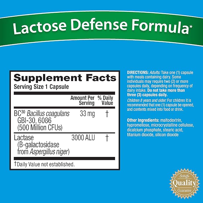 Daily Probiotic Capsule - Digestive Advantage 80 Capsules and Lactose Defense Lactase Capsule (96 Capsules)