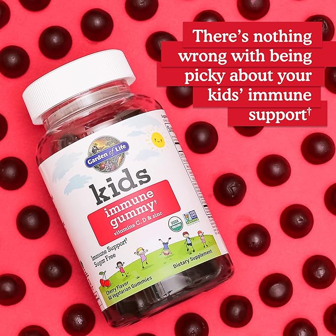 Garden of Life Kids Immune Support Gummies Cherry Flavor 30 Pack + Probiotics for Kids Cherry Flavor Gummies 30 Count