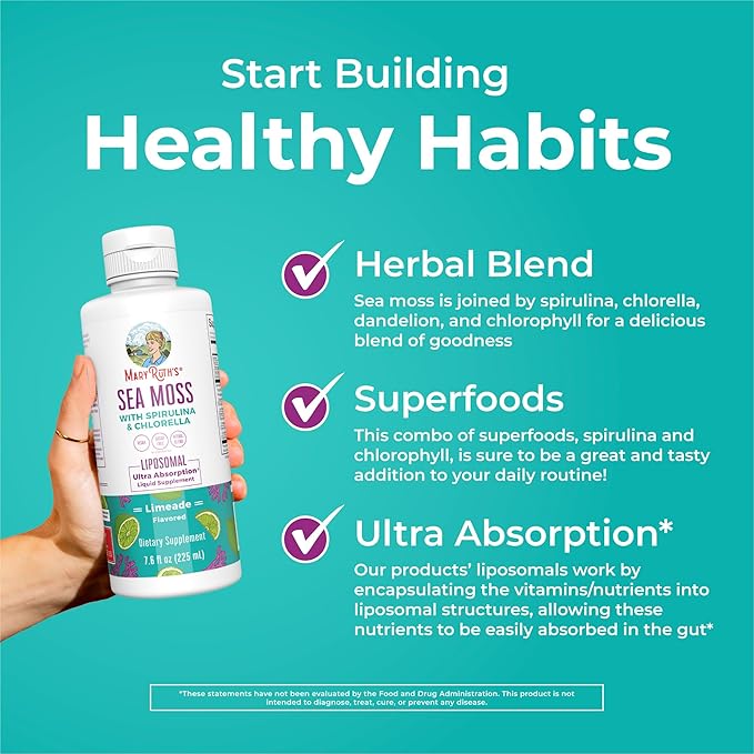MaryRuth Organics Sea Moss Liposomal (Limeade) &amp Women's Multivitamin + Hair Growth (Peach) | Clean Label Project Verified® | Vitamins for Energy Beauty &amp Overall Health | Vegan Gluten-Free