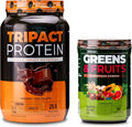 Nutrology TRIPACT Protein Powder 7-in-1 Meal Replacement Shake Creamy Chocolate (40 Servings) Greens &amp Fruits Powder-Naturally Sourced Superfood Chocolate (30 Servings)