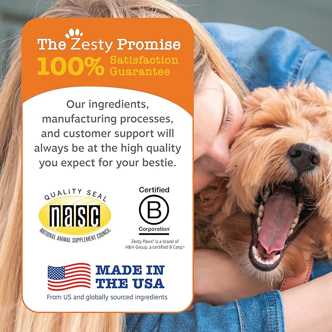 Zesty Paws Senior Dog Multivitamin Treats - Glucosamine for Dogs + Digestive Enzymes &amp Probiotics - Grain Free Dog Vitamins and Supplements for Skin &amp Coat + Immune Health Chicken - Advanced -