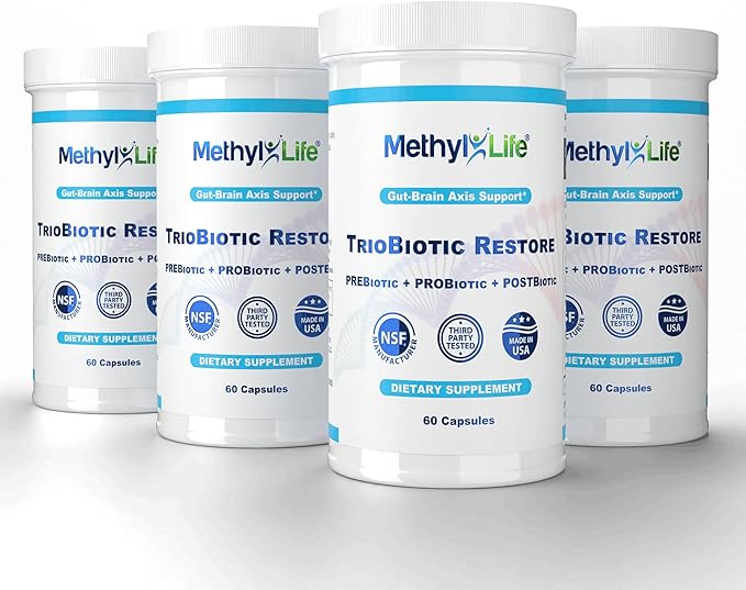 Methyl-Life TrioBiotic Restore – Full-Spectrum Microbiome Support with Probiotics Prebiotics &amp Postbiotics – 30 Billion CFU Shelf-Stable Gluten-Free Vegan Non-GMO Capsules 60 Capsules