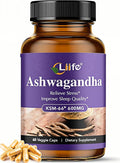 LIIFE KSM-66 Ashwagandha 600mg | with L-Theanine &ampBlack Pepper| Natural Stress Relief Cortisol &amp Sleep Aid Supplement for Men &amp Women | Muscle Growth &amp Mood Relaxation Energy |60 Veg