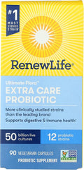 Renew Life Ultimate Flora Extra Care Probiotic Supplement 50 Billion Non-GMO 90 Vegetarian Capsules