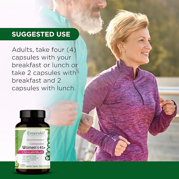 Emerald Labs Women's 45+ Clinical Multi - Multivitamin for Comprehensive Support Bone &amp Heart Health* - Designed for Women 45+ - Gluten-Free &amp Vegetarian - 120 Vegetable Capsules (30-Day Supp