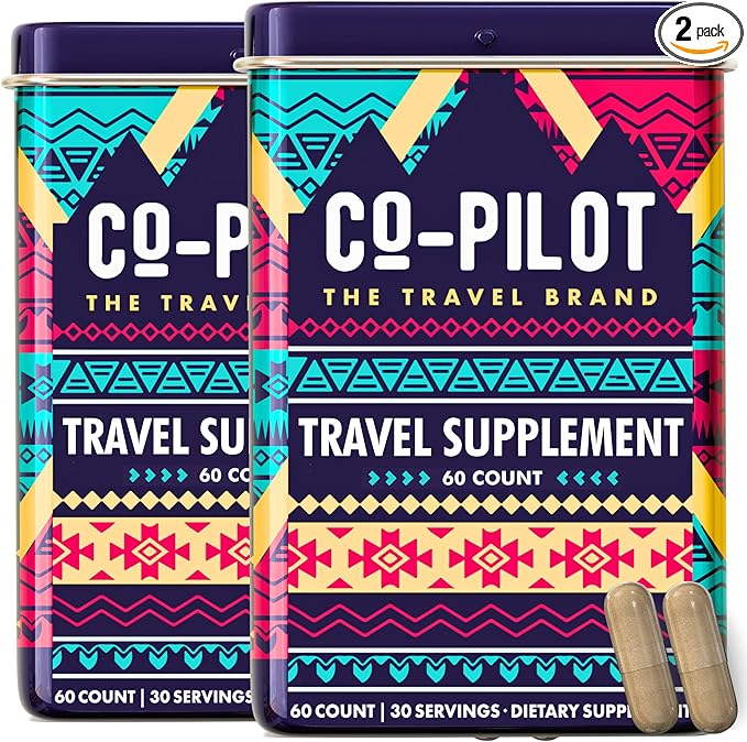 Supplement 2 Pack: Jet Lag Prevention + Ashwagandha Rhodiola D3+ for Immune Support Energy Digestive Health | Airplane Travel Essentials Multivitamin | Vegan | 120 Count