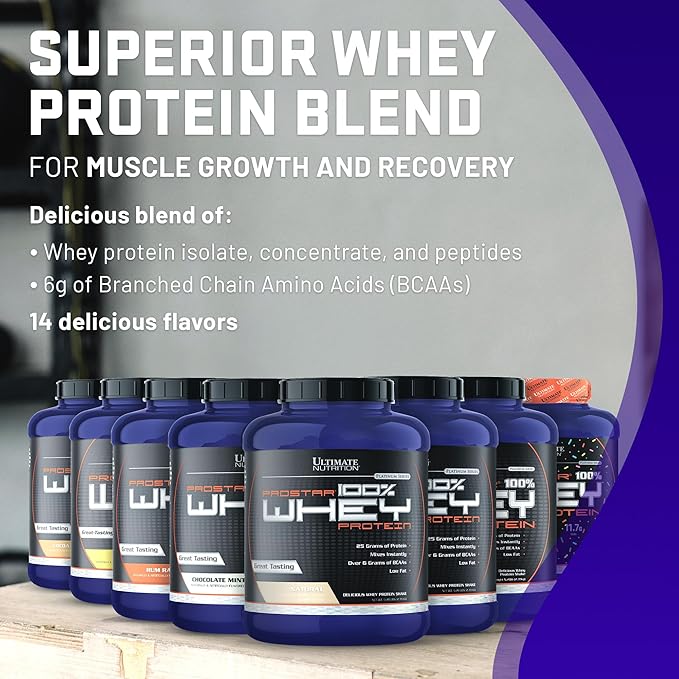 Ultimate Nutrition Prostar Whey Protein Powder Isolate Peanut Butter &amp Jelly - Low Carb High Protein Powder Shake for Muscle Gain &amp Recovery - Low Sodium Low-Fat &amp Keto Friendly - 5.28