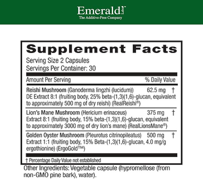EMERALD LABS Mushroom Memory &amp Focus Health