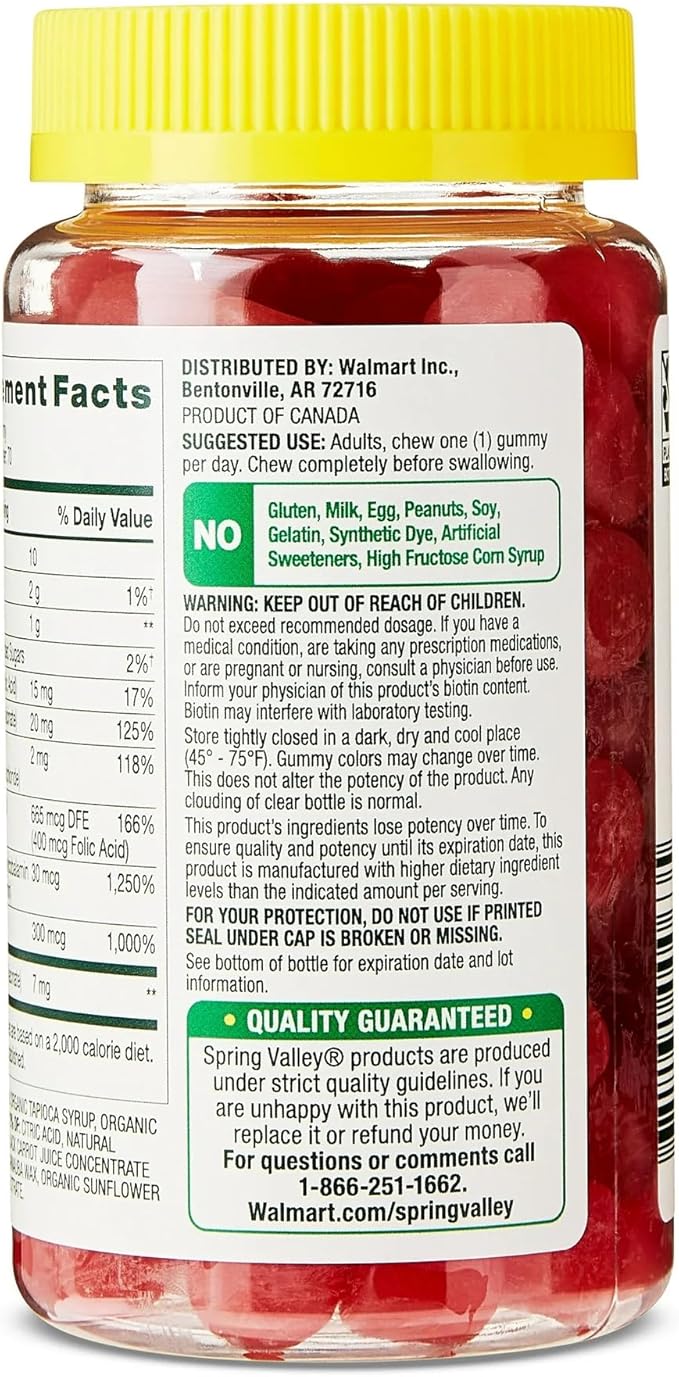 SUREFECT Spring Valley B Complex Vitamin Gummies - Energy Metabolism Support Strawberry Flavor 70 Count Organizer.