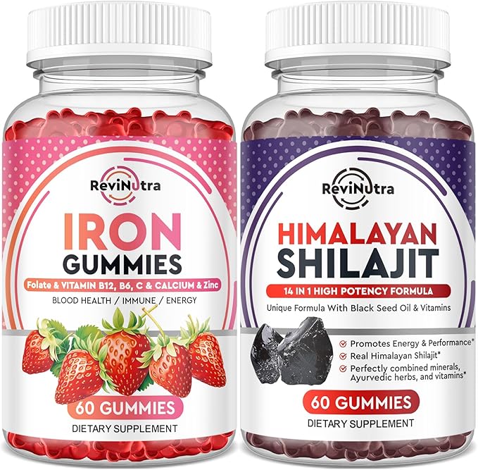 Iron Gummies Supplement for Adults &amp Kids | Shilajit Himalayan Gummies | Bundle