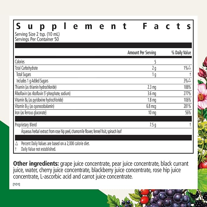 Floradix Floravital Liquid Iron &amp Vitamin Formula - Liquid Iron Supplement with C &amp B Vitamins &amp Herbs for Energy Support - Vegan Gluten-Free Yeast-Free &amp Non-GMO-16.9 Fl Oz