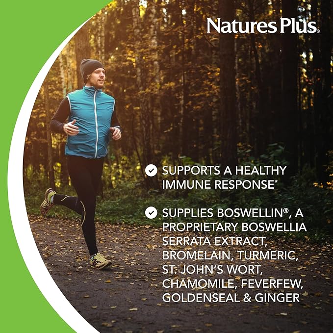 NaturesPlus Herbal Actives InflamActin - 60 Vegetarian Capsules - Herbal Supplement with Turmeric &amp Bromelain - Supports Adaptogenic Function - Vegan Gluten-Free - 30 Servings