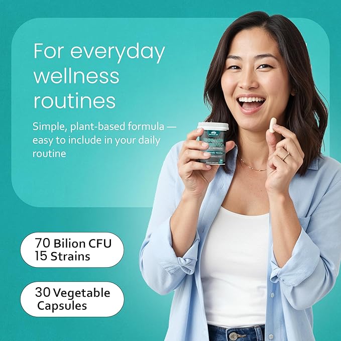 NaturaLife Labs Probiotics 70 Billion CFU – 15 Strains with Organic Prebiotic &amp Postbiotic – 3-in-1 Formula – 30 Vegan Capsules (2 Pack)