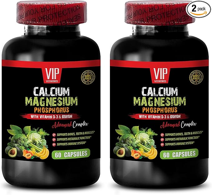 Calcium Magnesium Phosphorus Supplement - Calcium Magnesium Phosphorus - Calcium Magnesium Phosphorus Tablets Magnesium Citrate Supplement Phosphorus-Rich Supplements 2 Bottles 120 Capsules