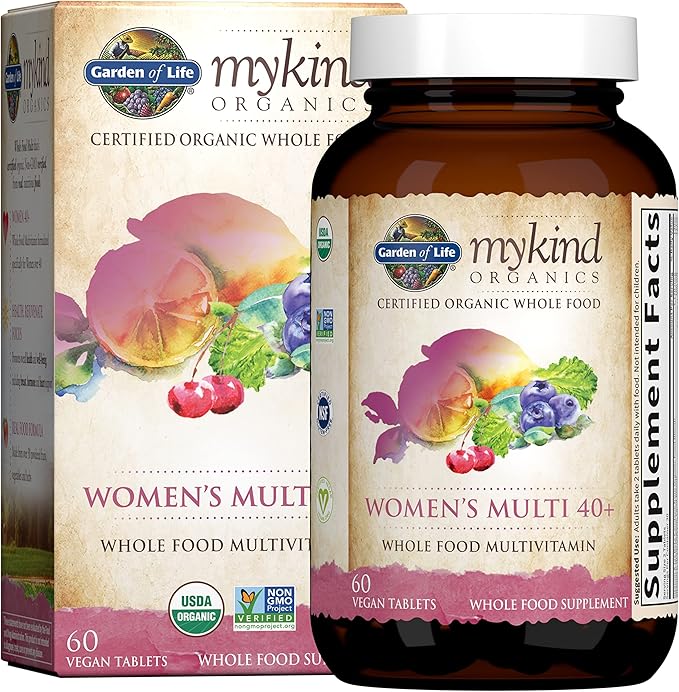 Garden of Life Organics Vitamins for Women 40+ - 60 Tablets Womens Multi 40+ Vegan Vitamins &amp Vitamin Code Raw Iron 30ct Capsules