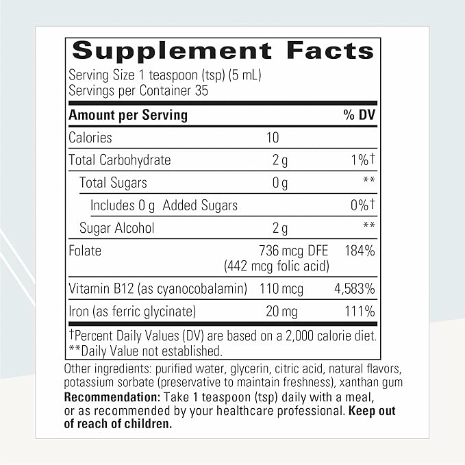 Integrative Therapeutics Liquid Iron - Energy Support Supplement* - with Vitamin B12 &amp Folate - Liquid Supplement for Convenience - Gluten &amp Dairy-Free - Apple Cinnamon Flavored 6 fl oz (35 S