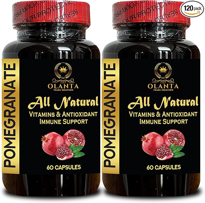 Pure Pomegranate Extract Pills Daily Herbal Antioxidant Supplement for Men and Women Plant-Based Vegan Non-GMO Formula - 2 Bottles 120 Capsules