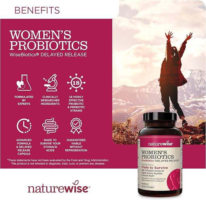 NatureWise [1] Probiotics for Women + Cranberry for PH &amp Urinary - 60 Capsules[60-Day Supply] + (Pack of 2) Ashwagandha for Stress + GABA &amp L-Theanine - 60 Capsules[30-Day Supply]