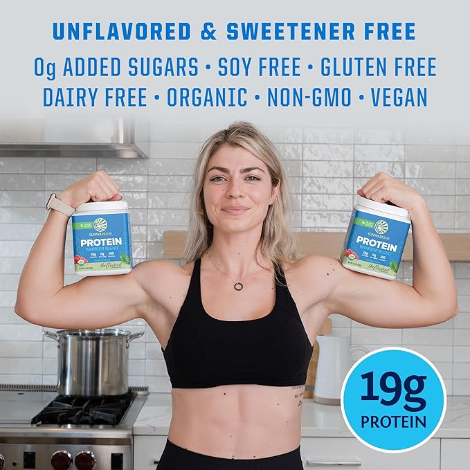 Sunwarrior Organic Plant Based Protein Powder | Vegan Organic Protein Powder Unflavored with BCAA Amino Acids &amp Hemp Seed Pea Blend | Non-GMO Soy Dairy Filler &amp Gluten Free (Unflavored 15 Ser