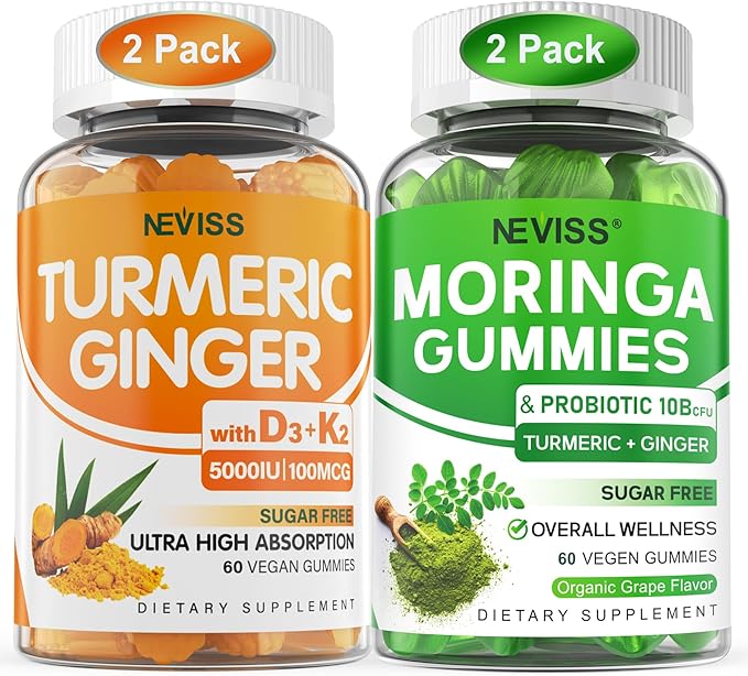 2 Pack Turmeric Ginger Gummies + 2 Pack Moringa Gummies
