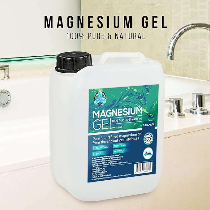 Magnesium Gel Best Topical Magnesium Chloride Gel for Dermal Skin Absorption Direct from The Netherlands Zechstein Sea - Supports Skin and Muscle Recovery (1.32Gal/5L)