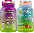SUPPLEMENTS STUDIO Daily Immune Bone &amp Energy Support Bundle for Men &amp Women – Vegan Whole Food Multivitamin Without Iron &amp Plant-Based Calcium Magnesium with D3 K2 &amp Turmeric – Vega