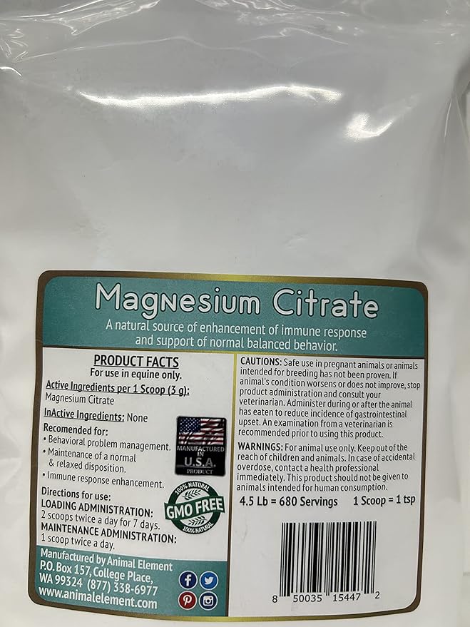 Magnesium Citrate-4.5 lb. - All Natural GMO Free
