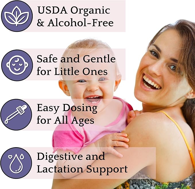 Herb Lore Organic Fennel Seed Tincture - Soothes Gas &amp Bloating - Lactation Support Supplement - 2 fl oz