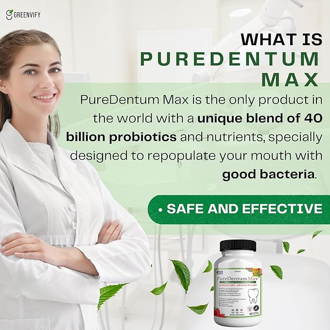 PureDentum for Gums and Teeth Health &amp Fresh Breath - 40 Billion CFU Advanced Oral Probiotics for Mouth Bad Breath Capsule Supplement - 3 Pack