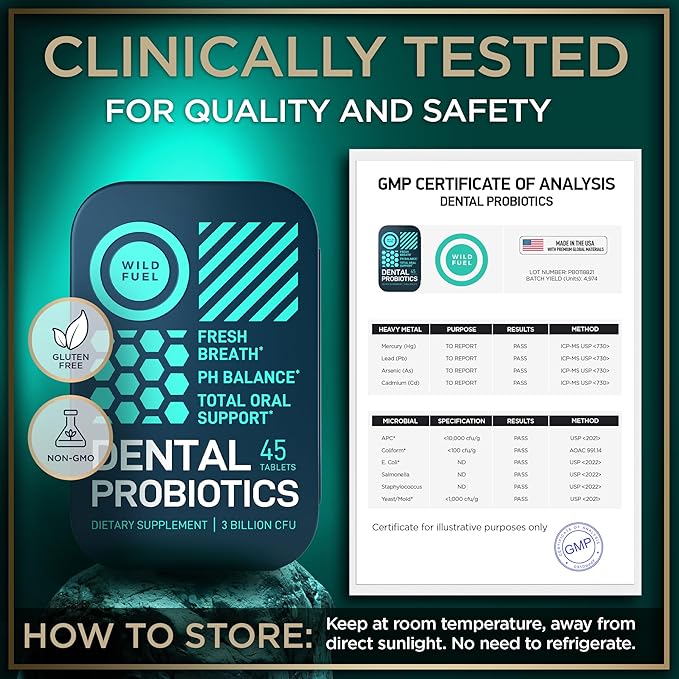 6-PACK Oral Probiotics for Teeth Bad Breath Gum Health - 3bn CFU K12 Lactobacillus Salivarius Acidophilus Casei Dental Probiotic in a Travel Tin - 270 Fresh Breath Mint Dental Probiotics Pills