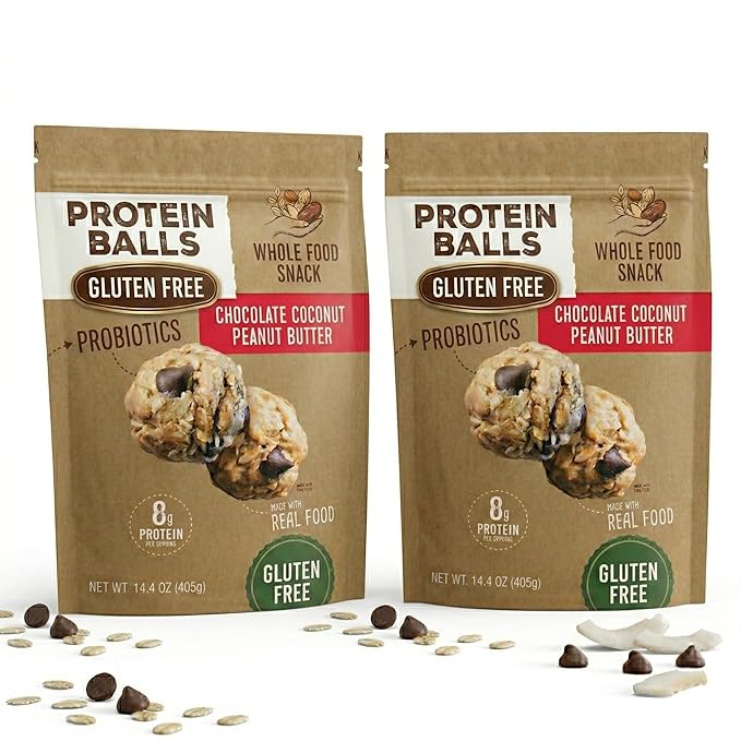 Protein Balls Cookie Dough Flavor - 8g Protein Energy Bites with Probiotics Gluten Free Healthy Snacks 14.4oz 2-Pack