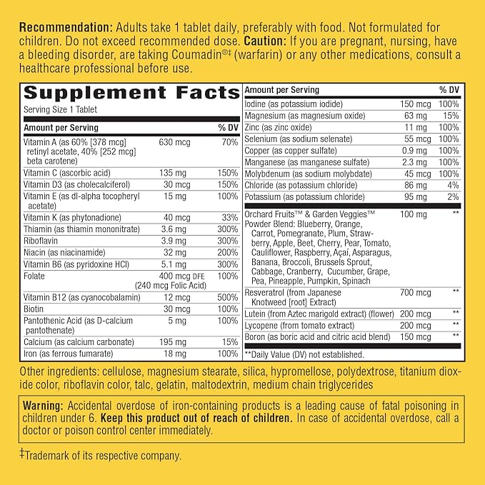 Nature's Way Alive! High Potency Daily Energy Multi-Vitamin Multi-Mineral Once Daily 60 Tablets Pack of 2