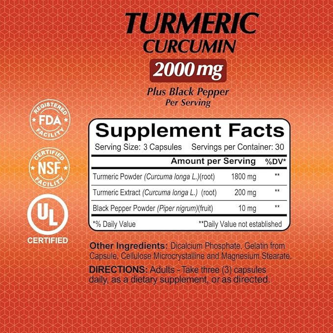 ALFA VITAMINS Curcumin Turmeric with Black Pepper Dietary Supplement That Supports Joint Health &amp Cardiovascular Wellness Enhanced Formula with Piper Nigrum for Improved Absorption 90 Capsules