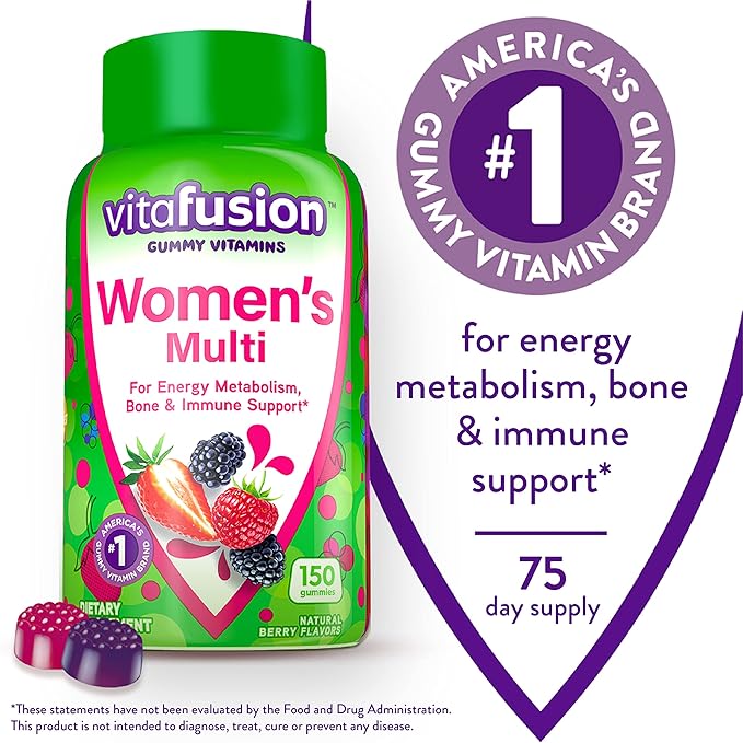 Vitafusion Probiotic Gummy Supplements Raspberry Peach and Mango Flavors &amp Womens Multivitamin Gummies Berry Flavored Daily Vitamins