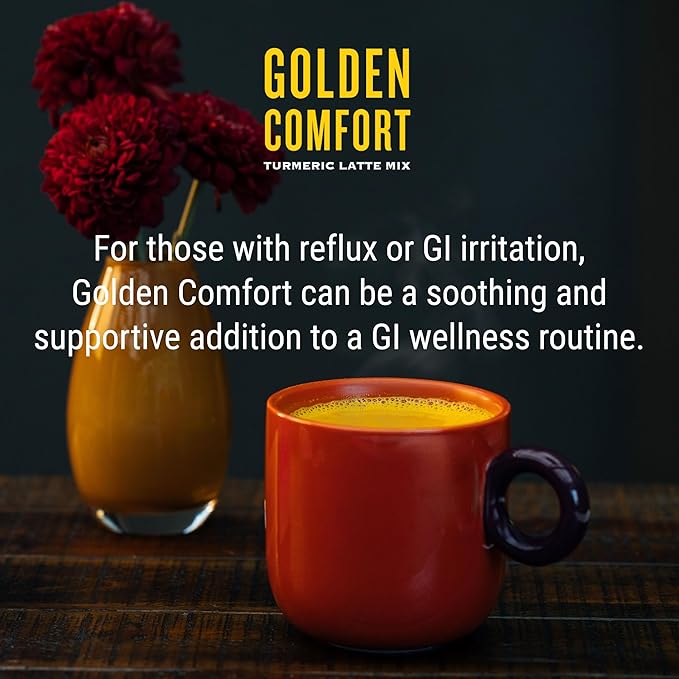 REFLUX GOURMET Golden Comfort Sleep Blend–Nighttime Reflux Relief &amp Sleep Aid–Turmeric Latte with Melatonin Gamma-Amino Butyric Acid (GABA) &amp L-Theanine–Enhanced Absorption 95% Curcuminoids–