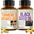 Boswellia Turmeric Curcumin Supplement + Black Seed Oil Bundle – Joint Health Immune Support Antioxidants Digestion – with Ginger Root Organic Turmeric Powder Cold Pressed Black Seed Oil Capsules