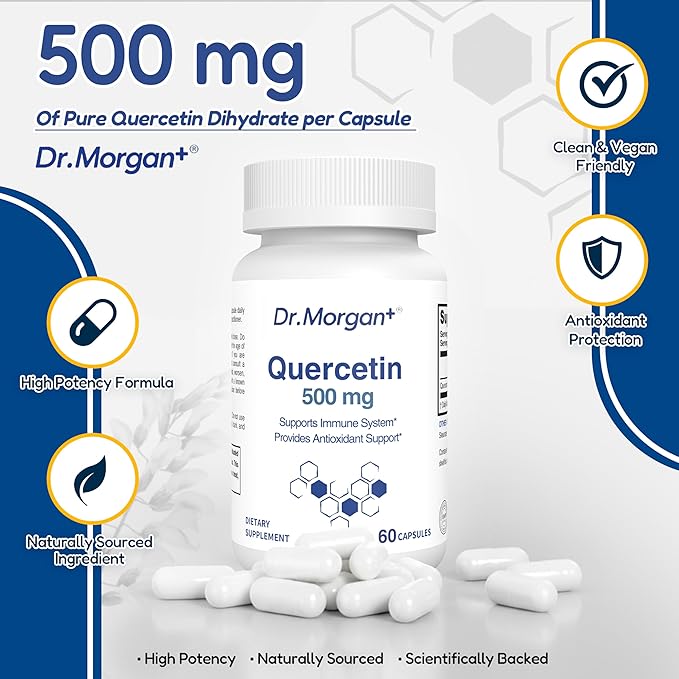 Dr. Morgan Quercetin 500mg Supplement-Bioflavonoid Antioxidant for Immune Support &amp Cellular Health-Natural Supplement-Made in Canada-60 Capsules