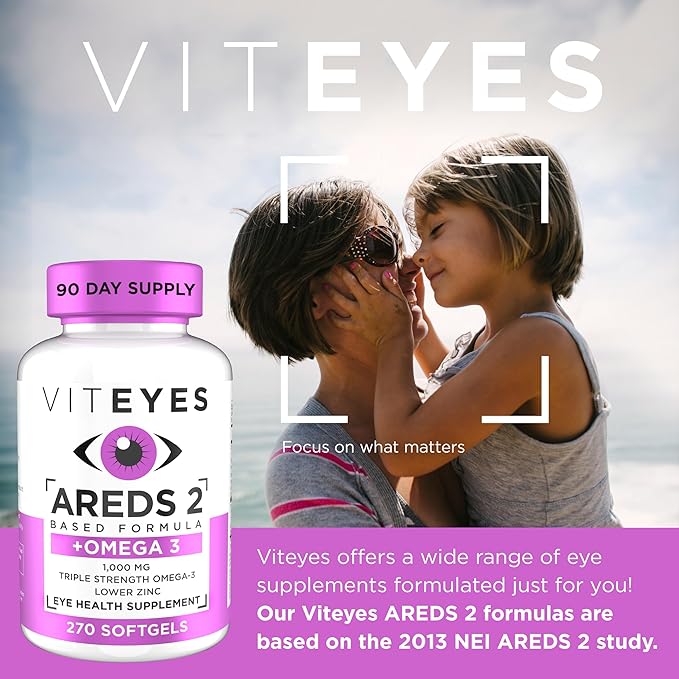 Viteyes AREDS 2 + Omega-3 Macular Support Softgels Plus Triple Strength Omega-3 (650 mg EPA 350 mg DHA) for Heart Health &amp Eye Health Eye Vitamins Vision Supplement 270 Softgels