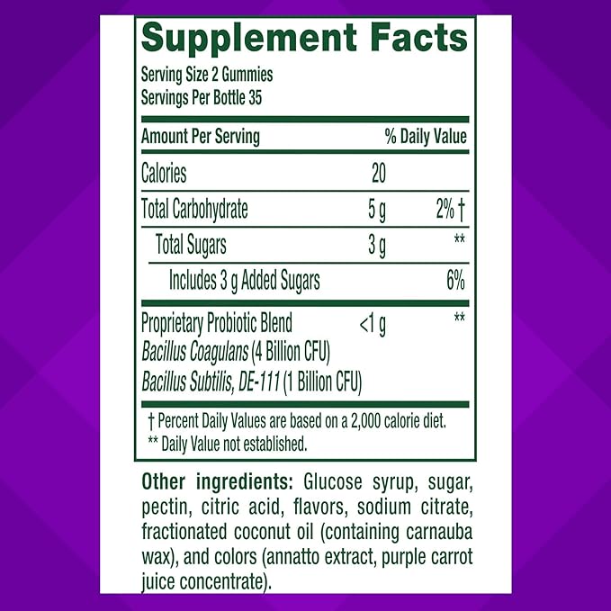 vitafusion Probiotic Gummy Supplements Raspberry Peach and Mango Flavors Probiotic Nutritional Supplements With 5 Billion CFUs 35 Day Supply 70 Count