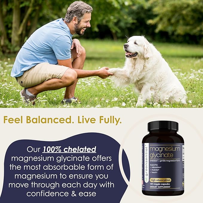 Pure Magnesium Glycinate | 4-Month Supply 1 Capsule per Serving | Made in USA | Supports Sleep Muscle &amp Heart Health | 100% Chelated Heavy-Metal Tested Vegan 120 Capsules