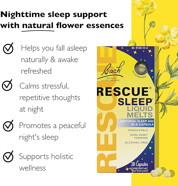 Nighttime Sleep Aid Bundle 3Pk - Bach Rescue Sleep Kids Dropper 10mL [and] Rescue Sleep Liquid Melts 28Ct [and] Rescue Plus Sleep Gummies with 5mg Melatonin/dose 60Ct