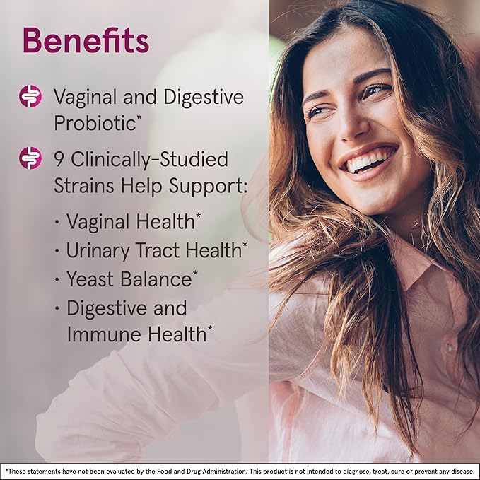 Jarrow Formulas Fem-Dophilus Vaginal &amp Digestive Probiotic 50 Billion CFU 9 Clinically-Studied Strains for Vaginal Flora &amp Yeast Balance Urinary Tract Digestive &amp Immune Support 30 C