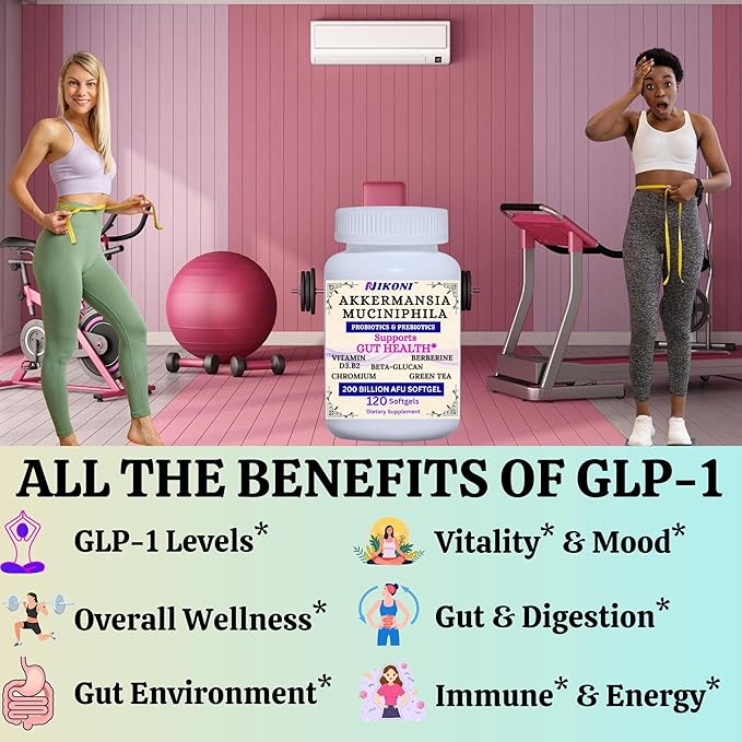 Nikoni Akkermansia Muciniphila GLP-1 Probiotic Supplement for Women &amp Men Gut Health (Pack of 4)