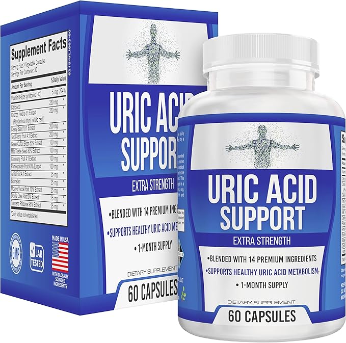 Uric Acid 14-in-1 Support Supplement | 1-Month Supply | Uric Acid Health Supplements | 60 Capsules