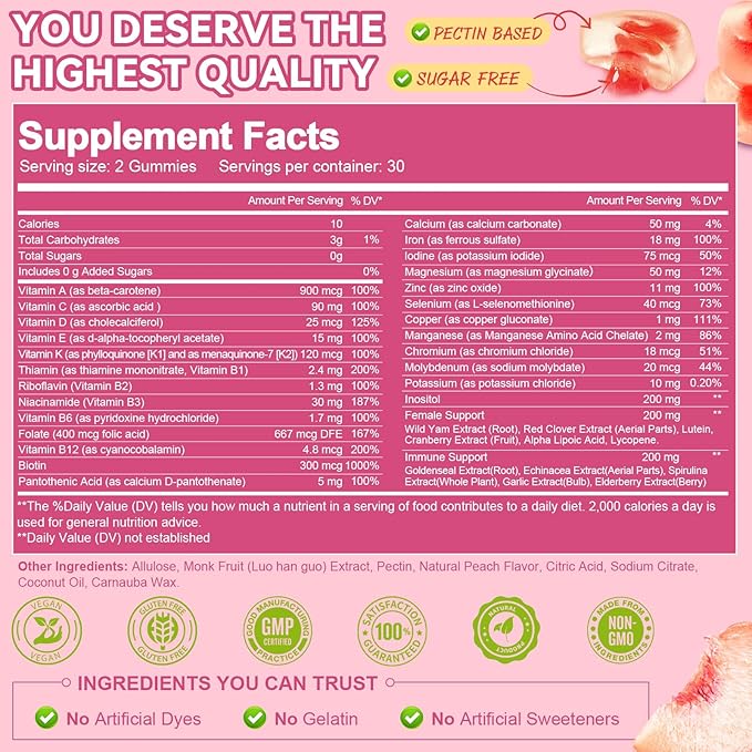 Totaria Sugar Free Calcium Magnesium Zinc Gummies for Women Men &amp Multivitamin Gummies for Women Bundle