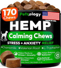 Hemp Calming Chews for Dogs - 170 Dog Calming Chews - Anxiety Relief Treats - Advanced Stress Relief Supplement Separation Aid Barking Fireworks Melatonin - Hip &amp Joint Support - Made in USA